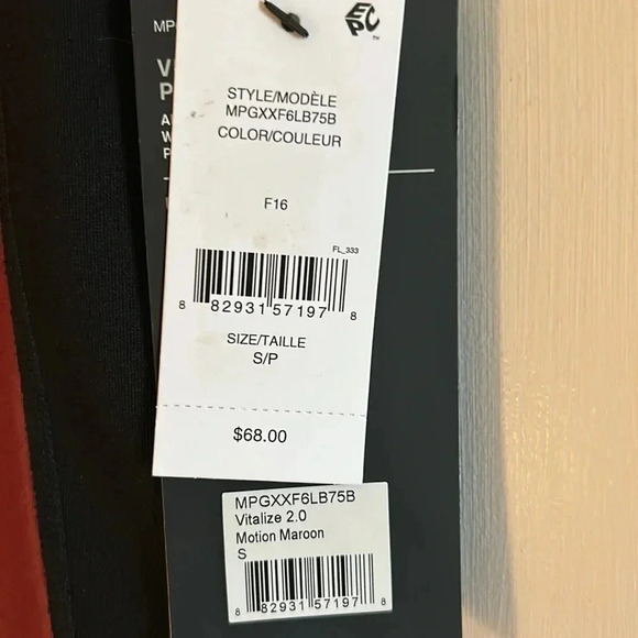 BNWT MPG printed capris cropped leggings BLACK and burgundy activewear - Picture 3 of 12